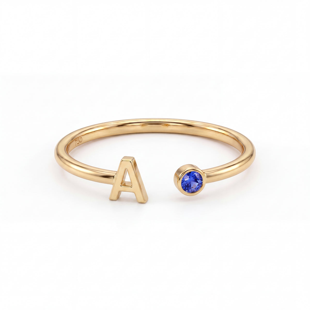 Adjustable Initial Birthstone Ring "Tove"