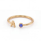 Adjustable Initial Birthstone Ring "Tove"