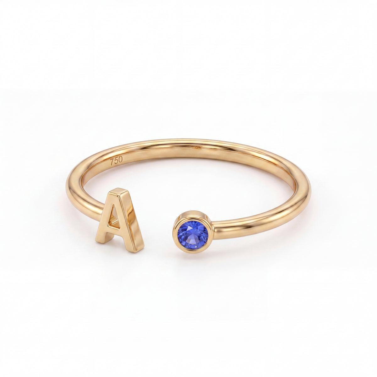 Adjustable Initial Birthstone Ring "Tove"