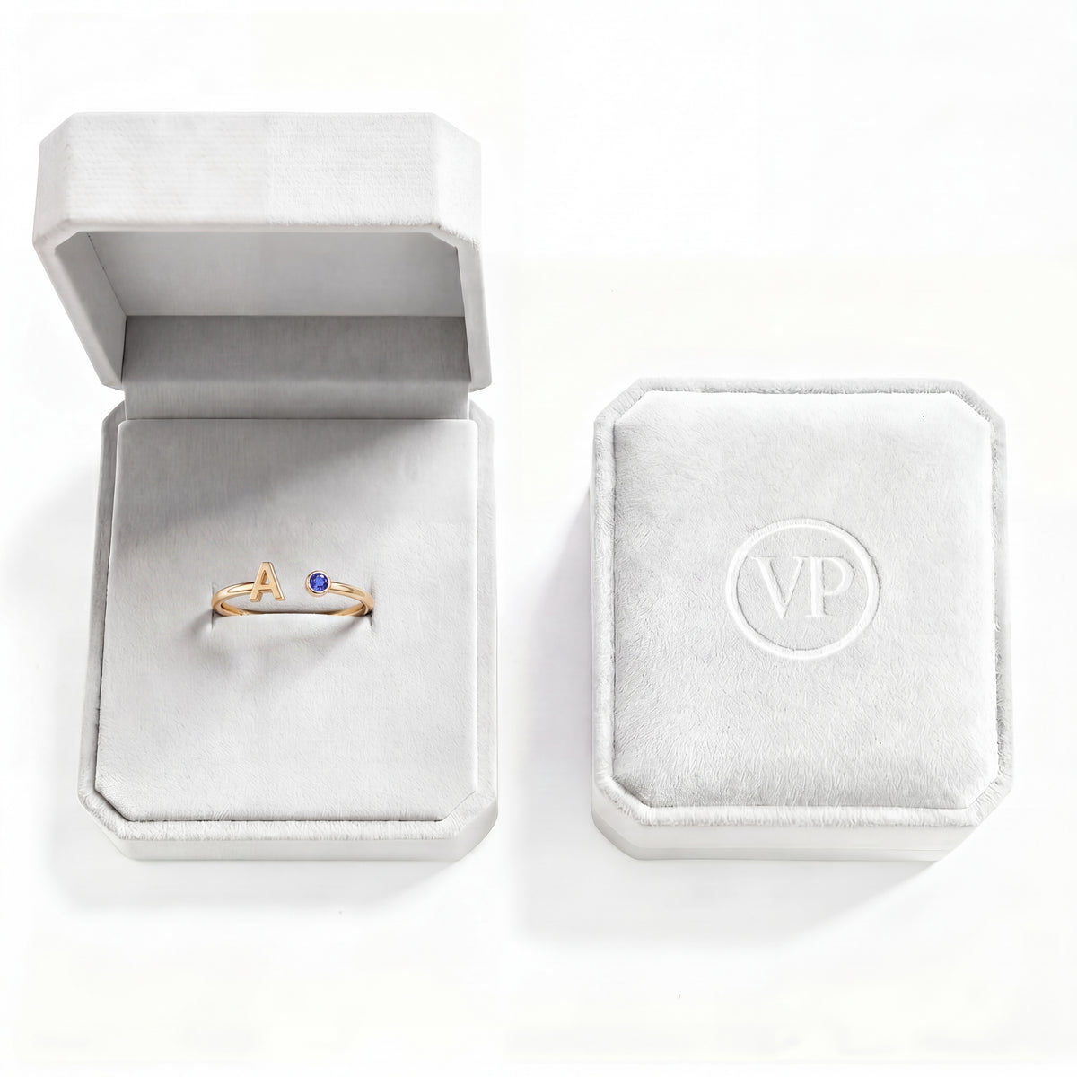 Adjustable Initial Birthstone Ring "Tove"