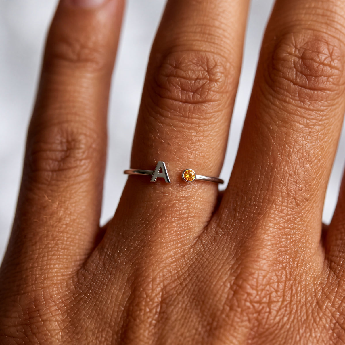Adjustable Initial Birthstone Ring "Tove"