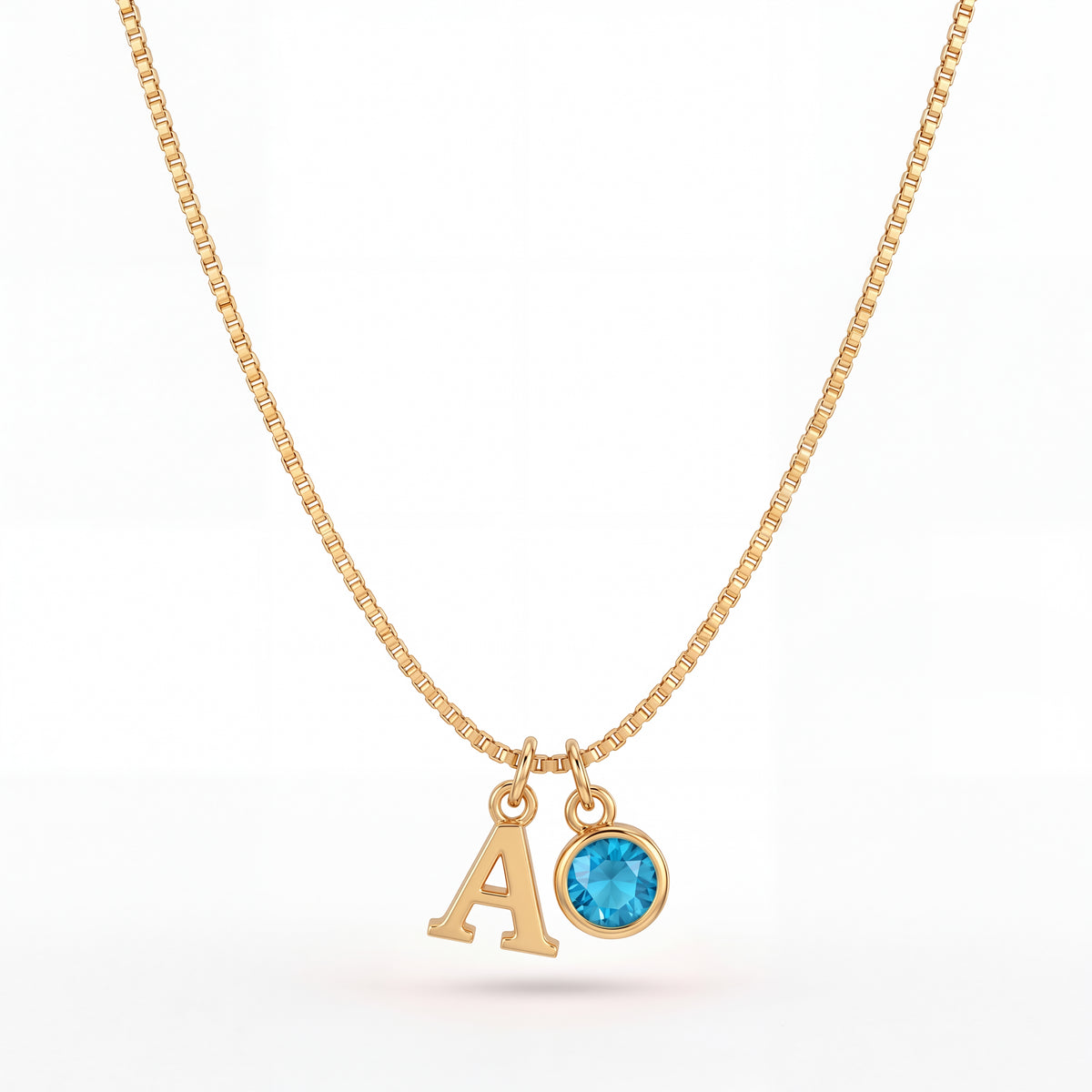 Initial Birthstone Necklace "Cora"