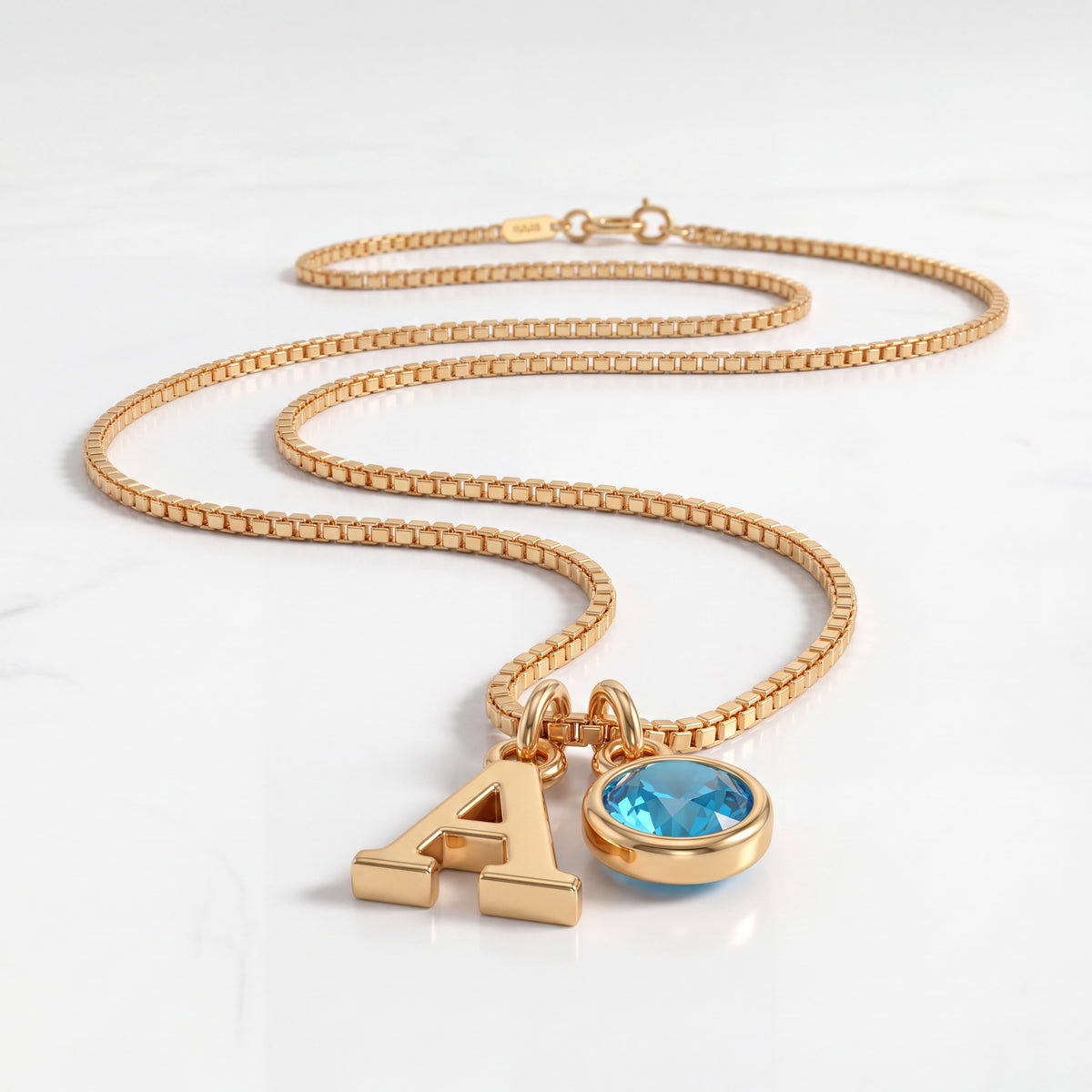 Initial Birthstone Necklace "Cora"