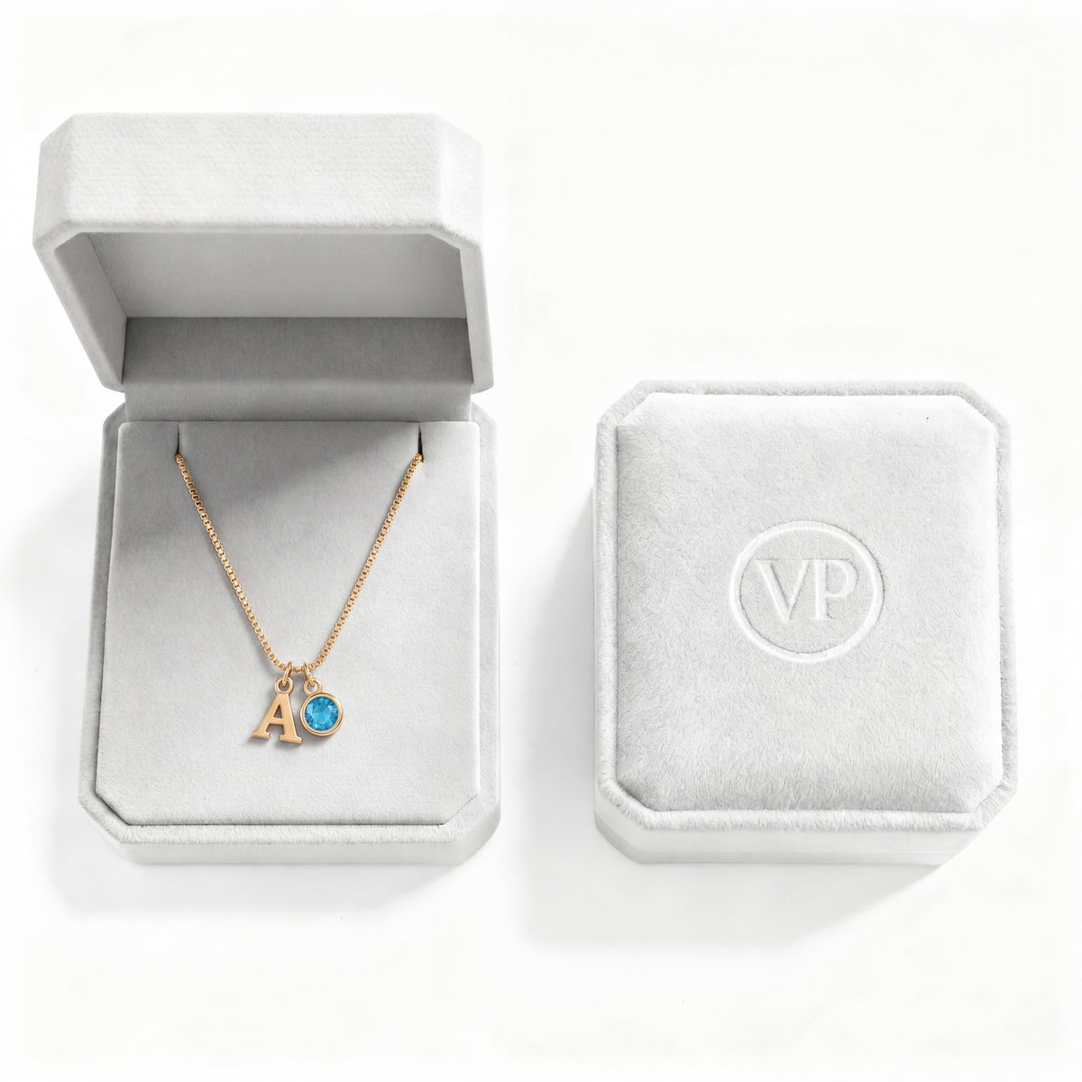 Initial Birthstone Necklace "Cora"