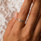 Adjustable Initial Birthstone Ring "Tove"