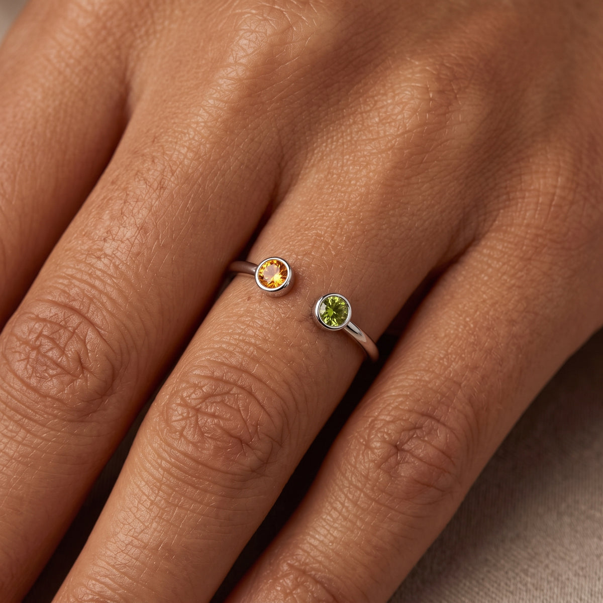 Adjustable BirthStone Ring "Cove"