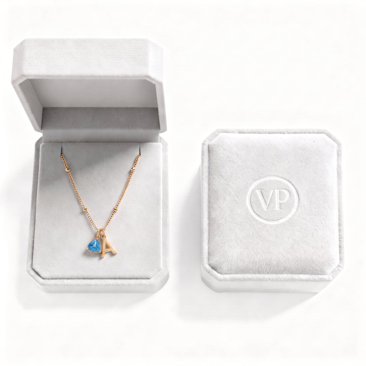 Initial Birthstone Necklace "Luna"