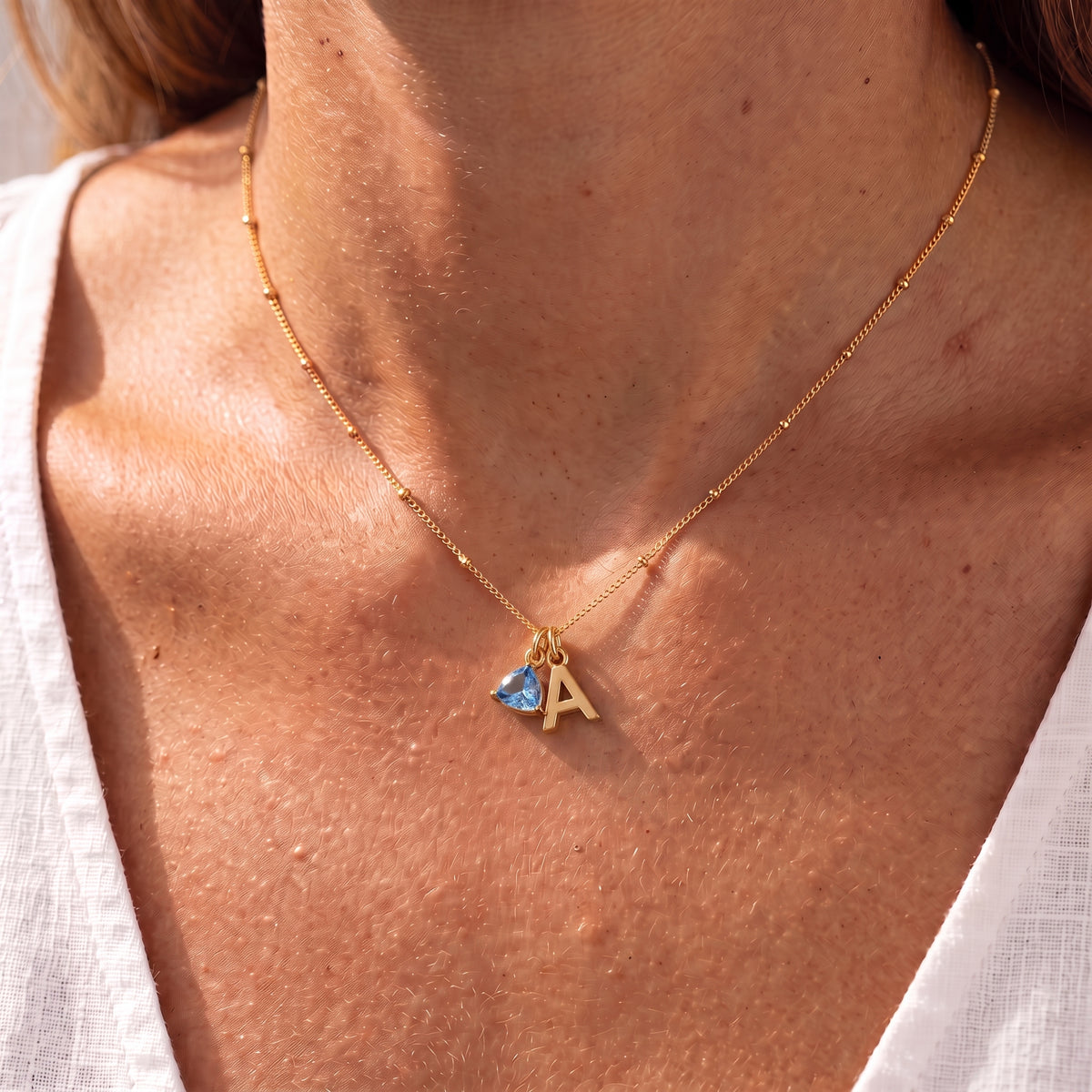Initial Birthstone Necklace "Luna"