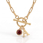 Initial Birthstone Necklace "Sage"