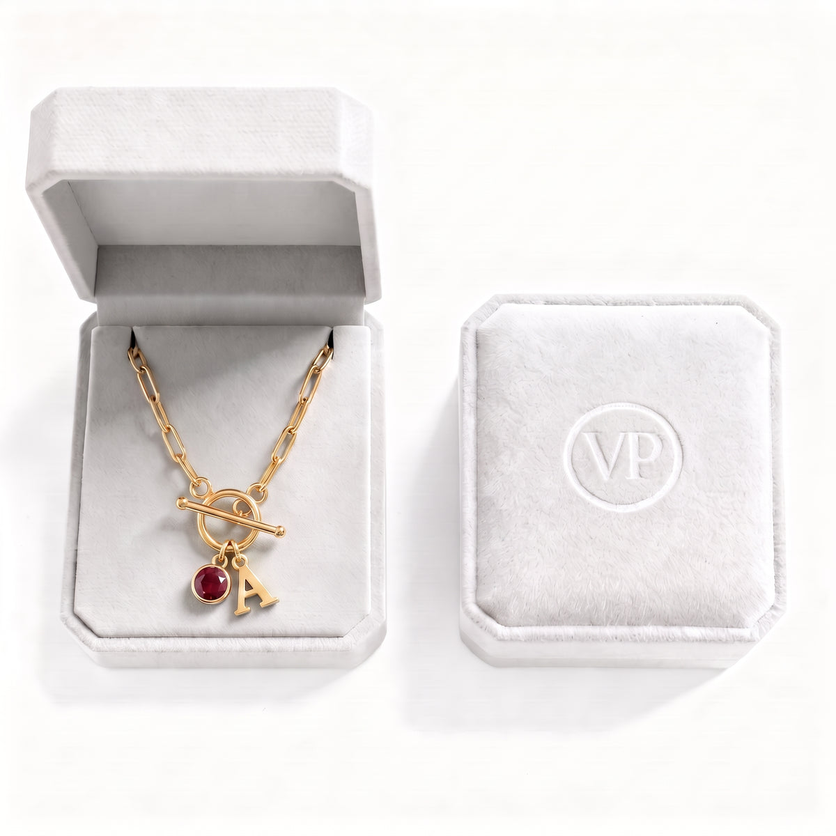 Initial Birthstone Necklace "Sage"