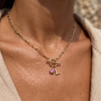 Initial Birthstone Necklace "Sage"