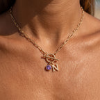Initial Birthstone Necklace "Sage"