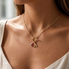 Initial Birthstone Necklace "Sage"