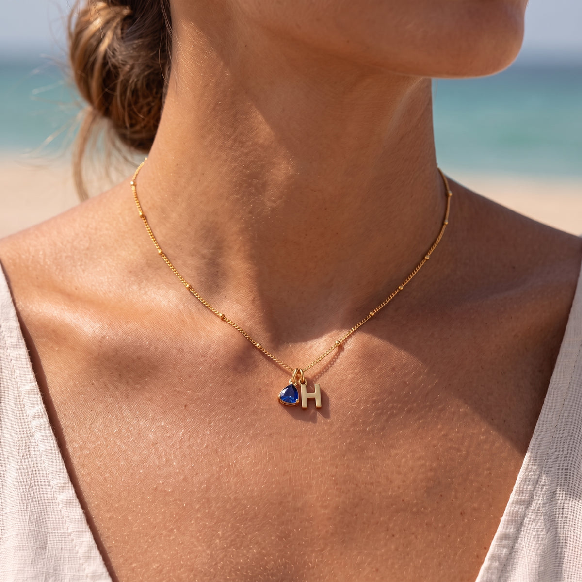 Initial Birthstone Necklace "Luna"