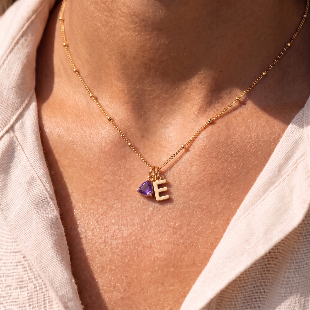 Initial Birthstone Necklace "Luna"