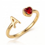 Adjustable Initial Birthstone Ring "Cleo"
