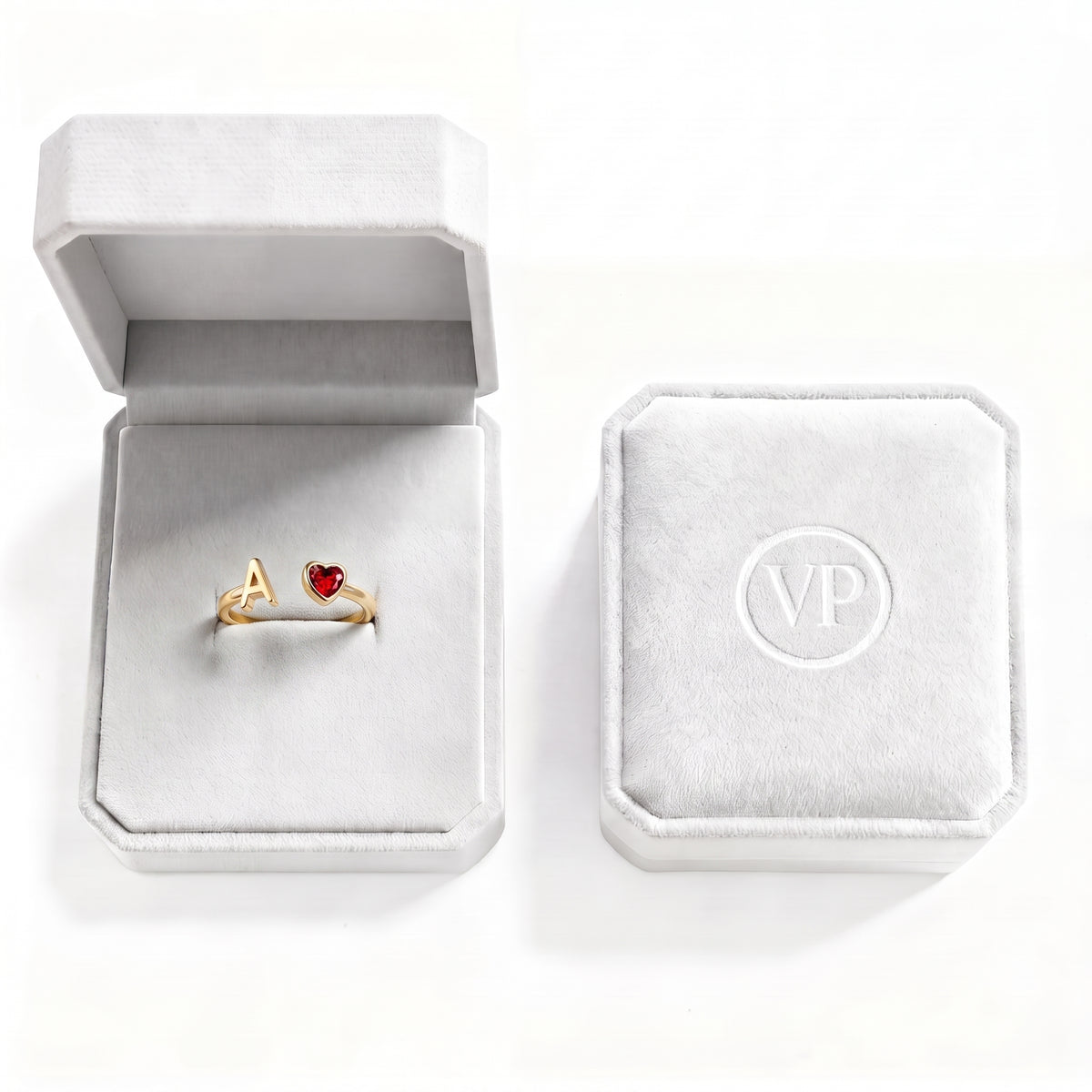 Adjustable Initial Birthstone Ring "Cleo"