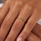 Adjustable Initial Birthstone Ring "Cleo"