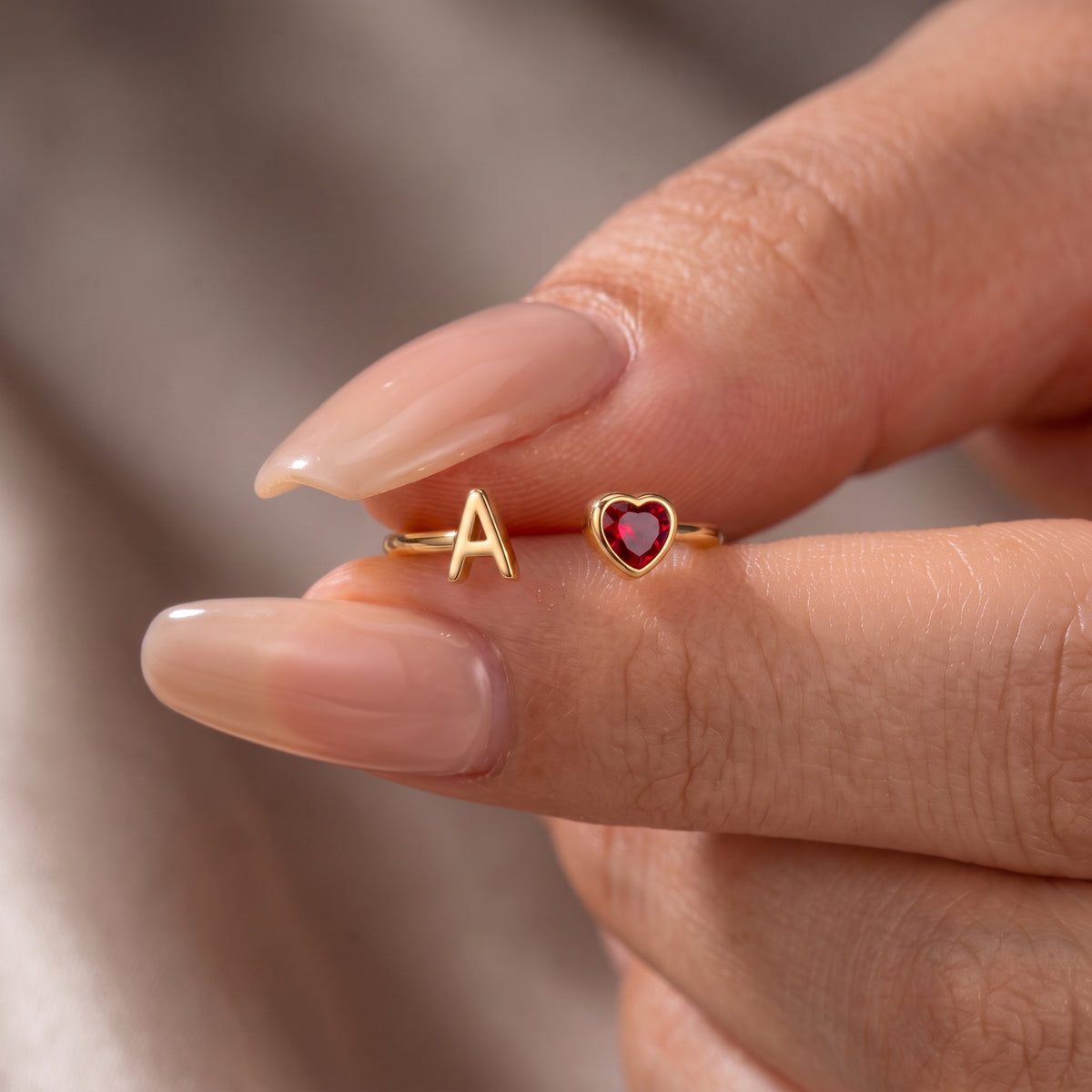 Adjustable Initial Birthstone Ring "Cleo"