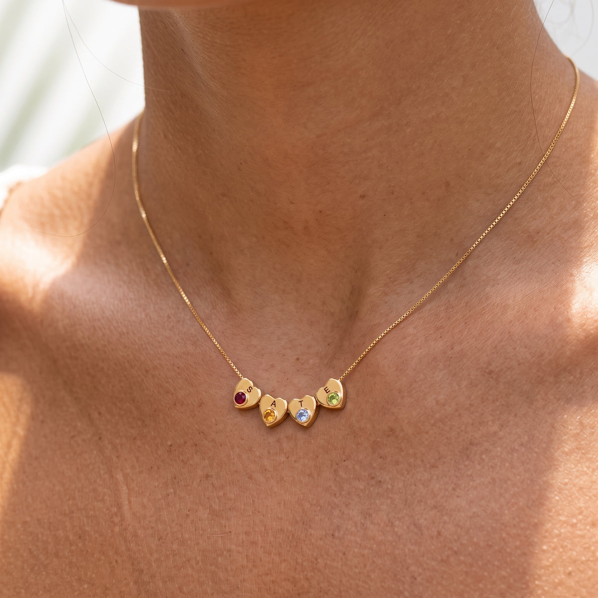 Initial Birthstone Necklace "Lila"