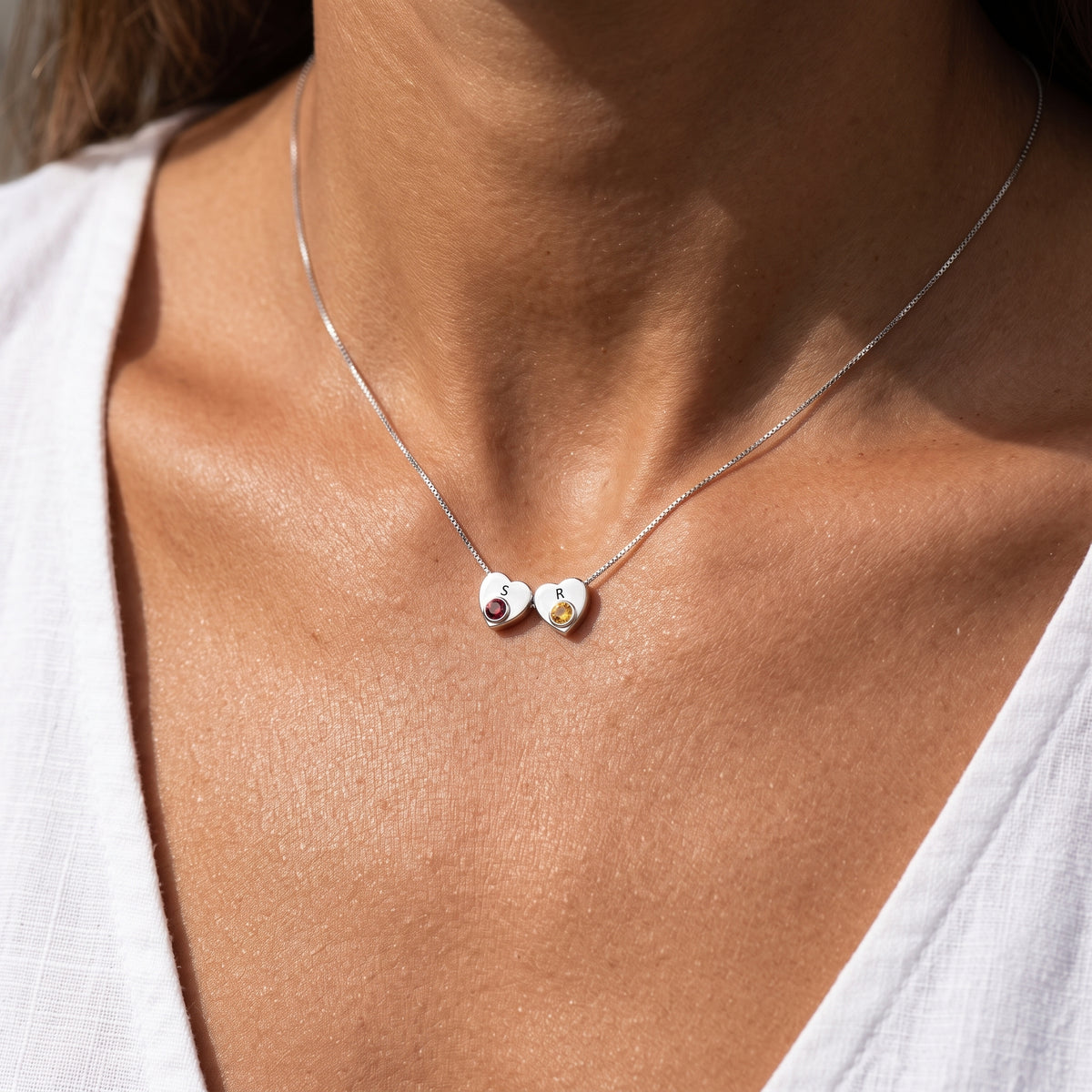 Initial Birthstone Necklace "Lila"