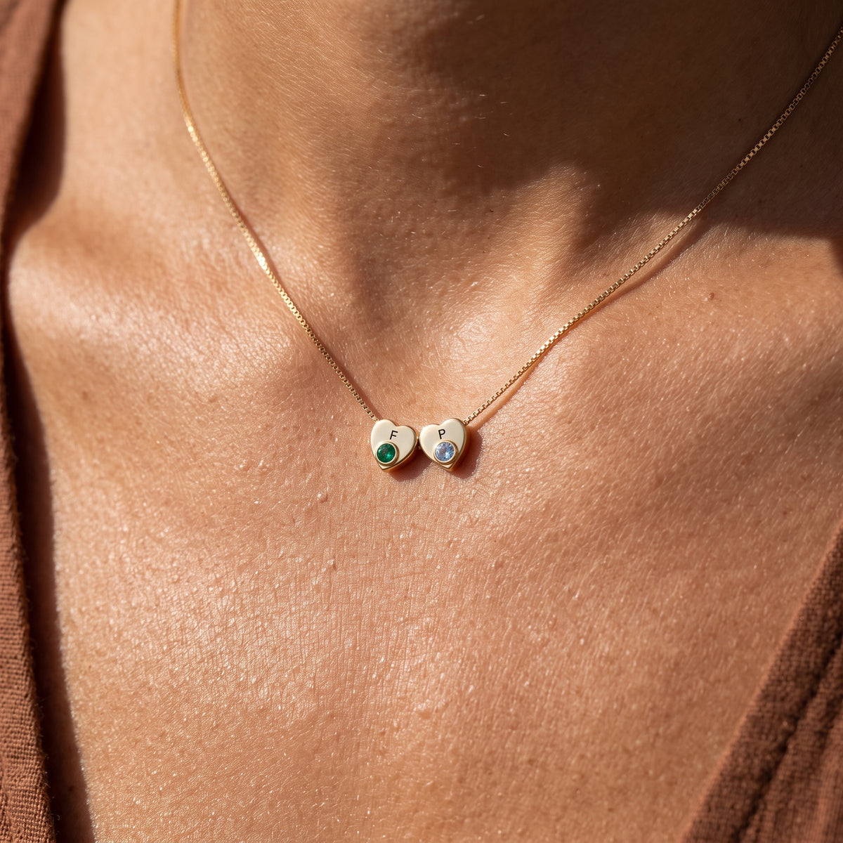 Initial Birthstone Necklace "Lila"