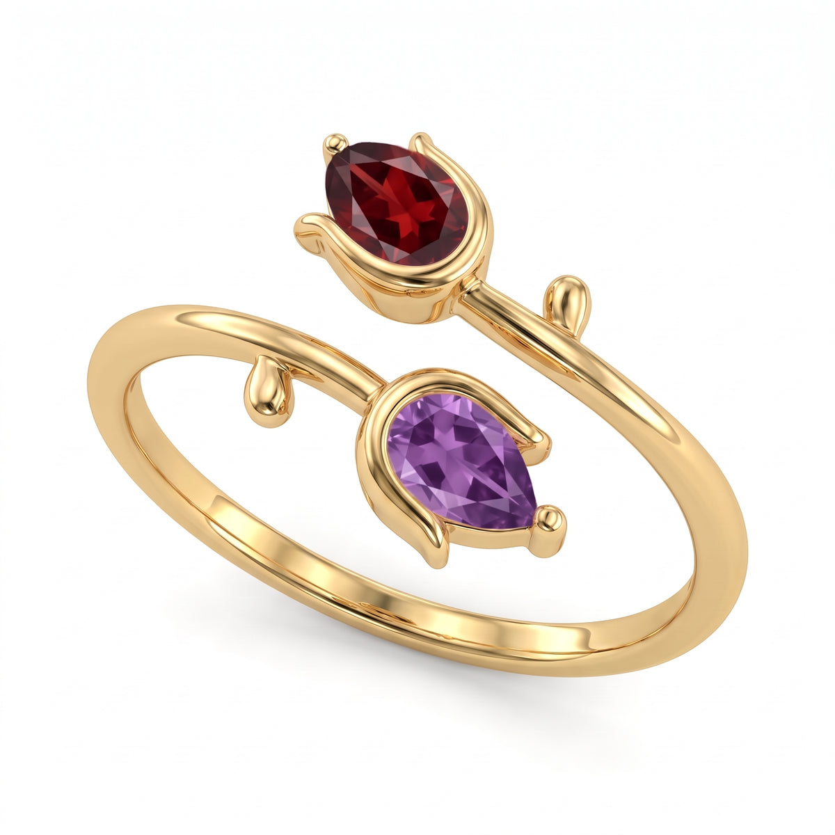 Adjustable BirthStone Ring "Tulip"