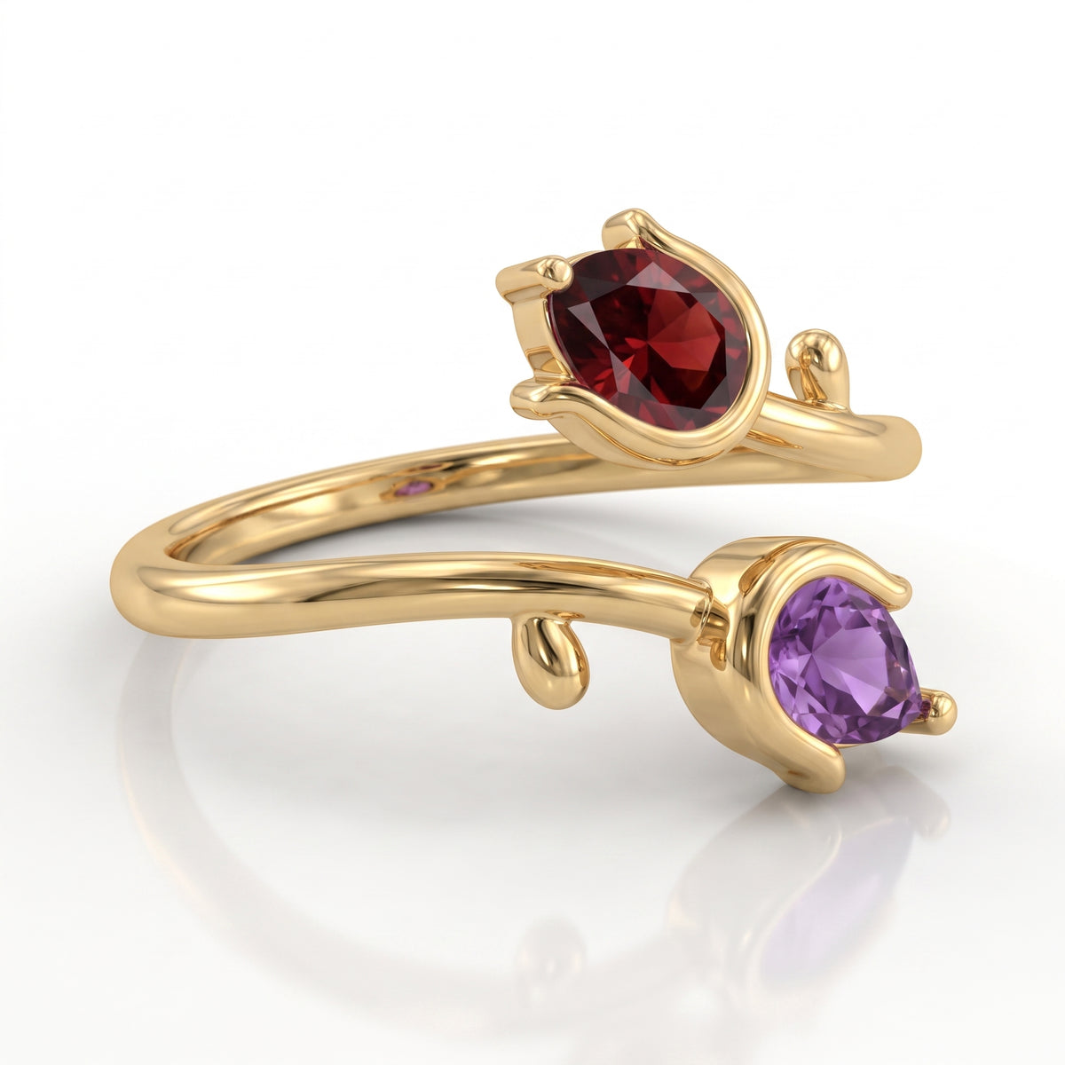Adjustable BirthStone Ring "Tulip"