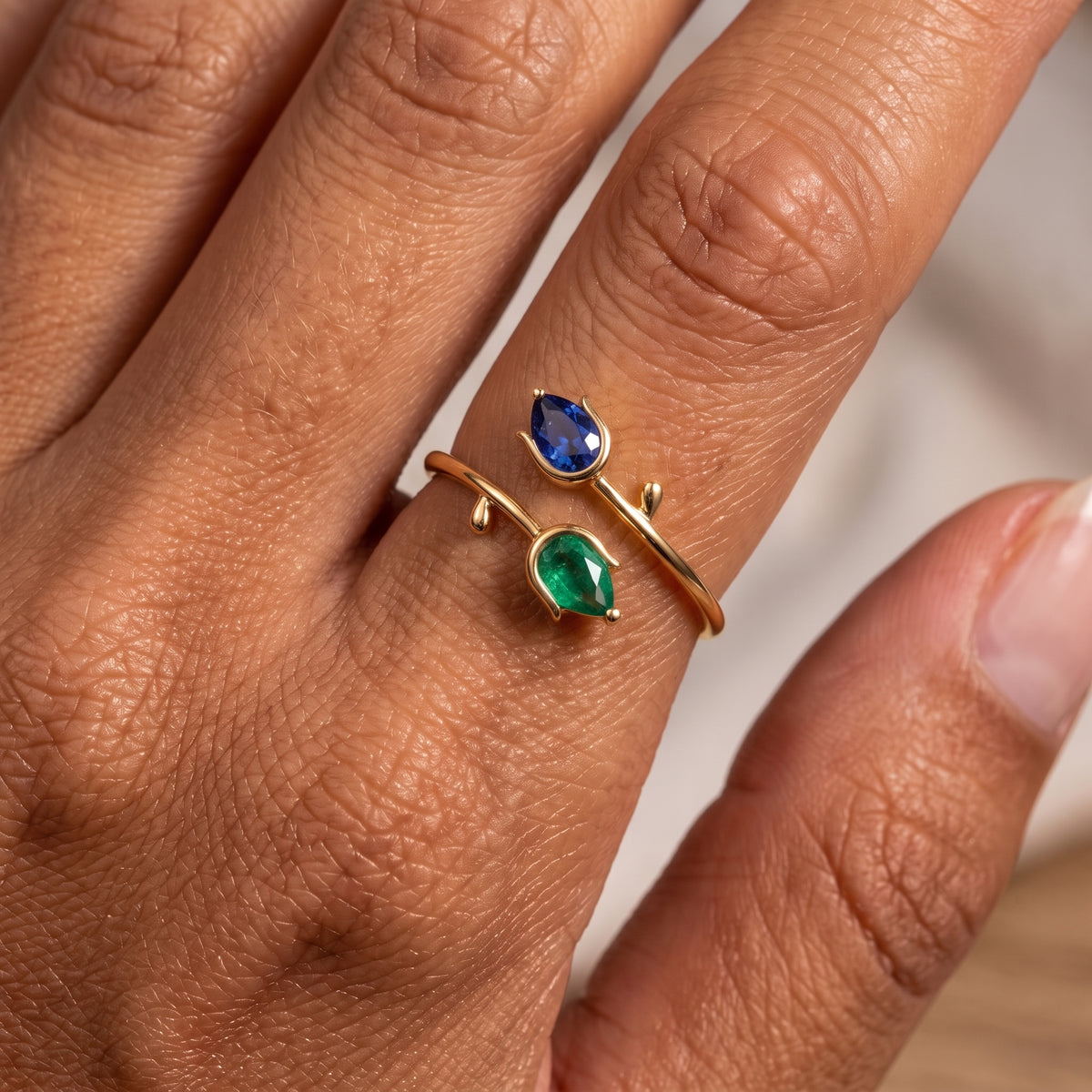 Adjustable BirthStone Ring "Tulip"