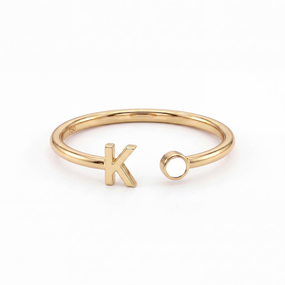 Adjustable Initial Birthstone Ring "Tove"