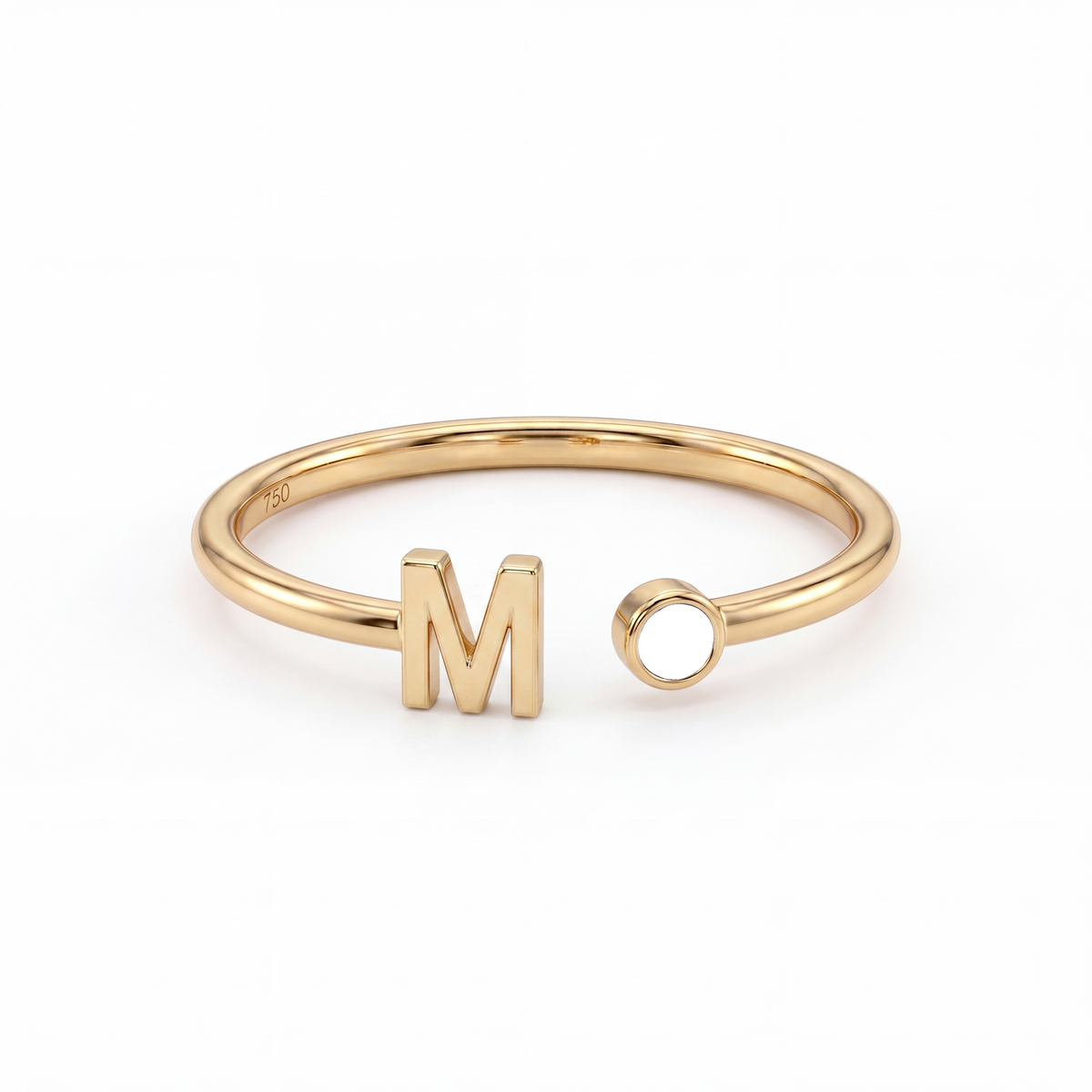 Adjustable Initial Birthstone Ring "Tove"