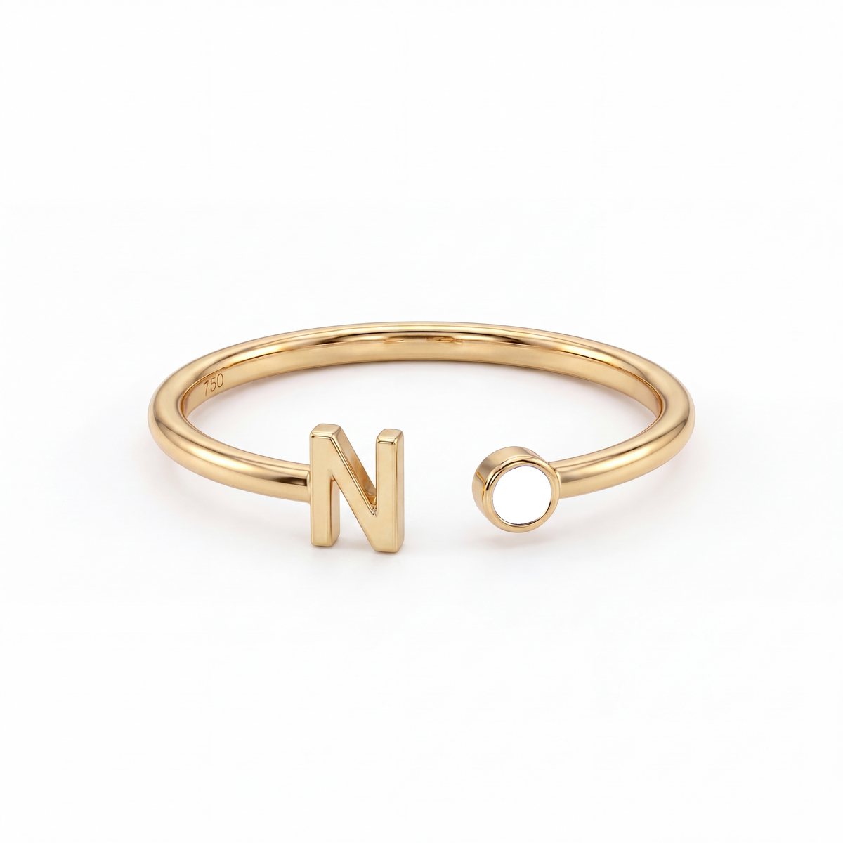 Adjustable Initial Birthstone Ring "Tove"