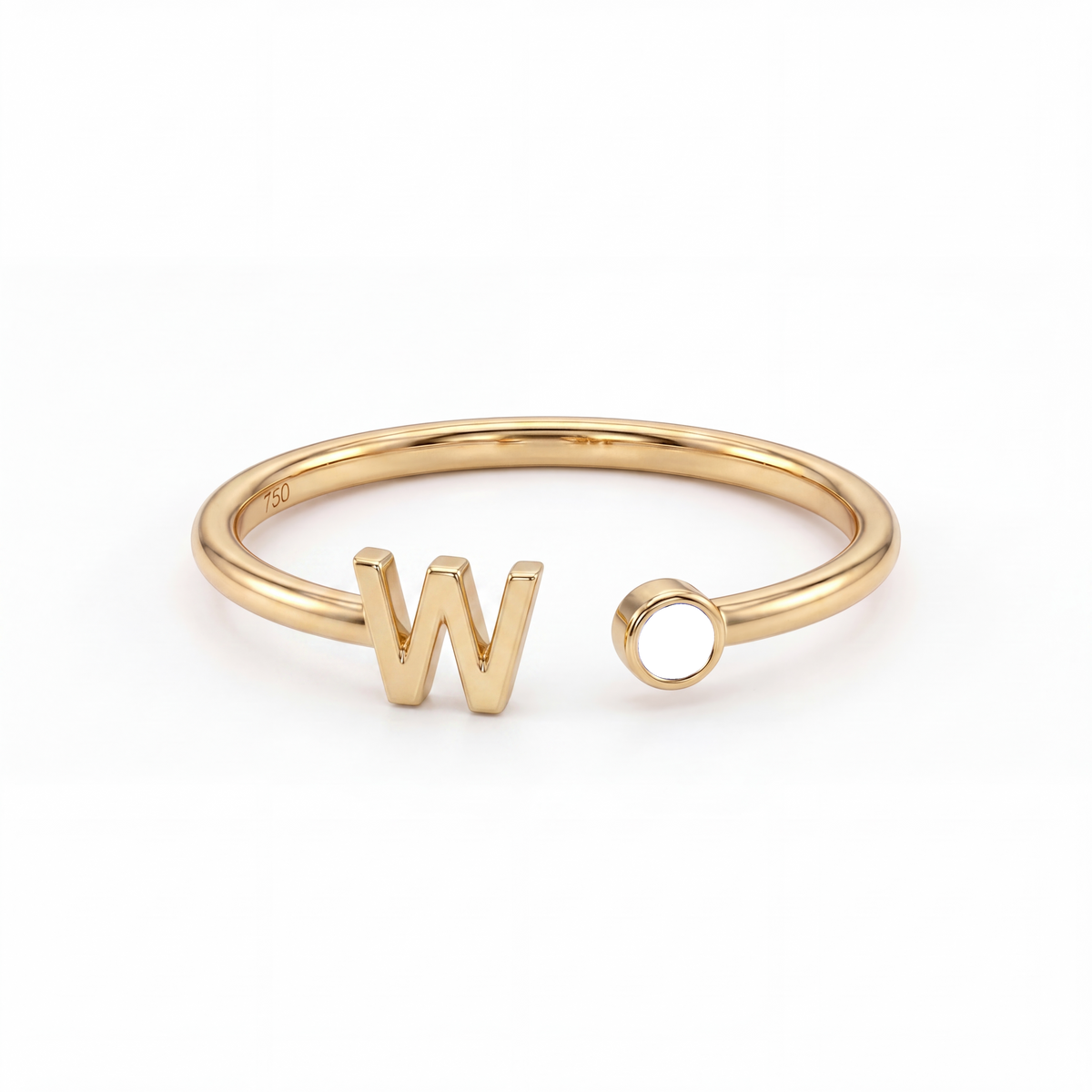 Adjustable Initial Birthstone Ring "Tove"