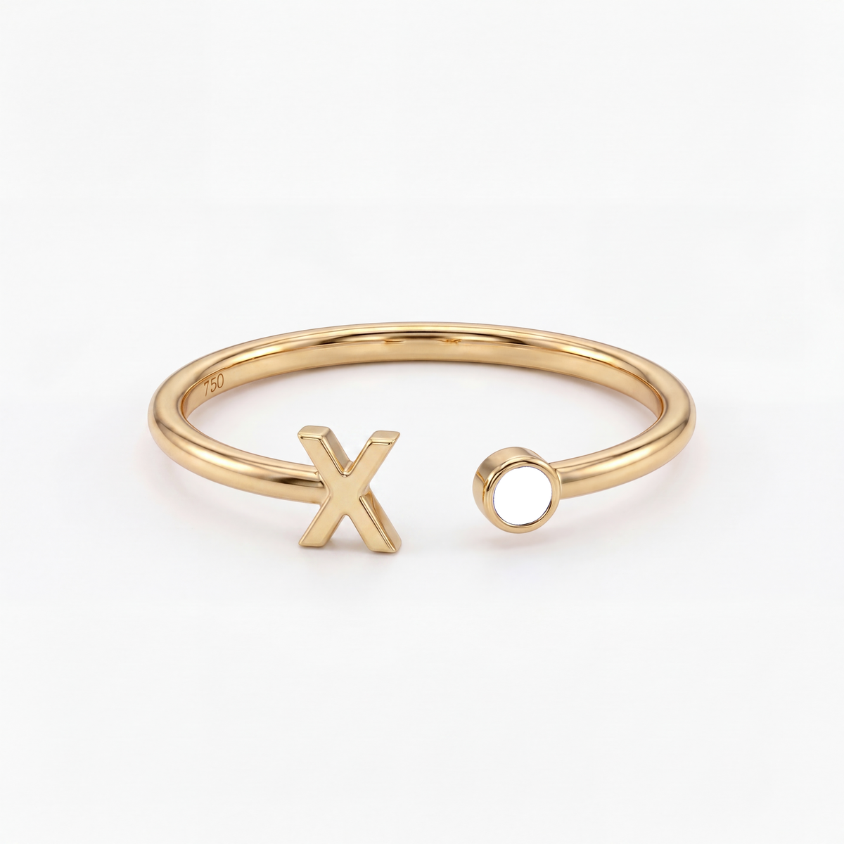 Adjustable Initial Birthstone Ring "Tove"