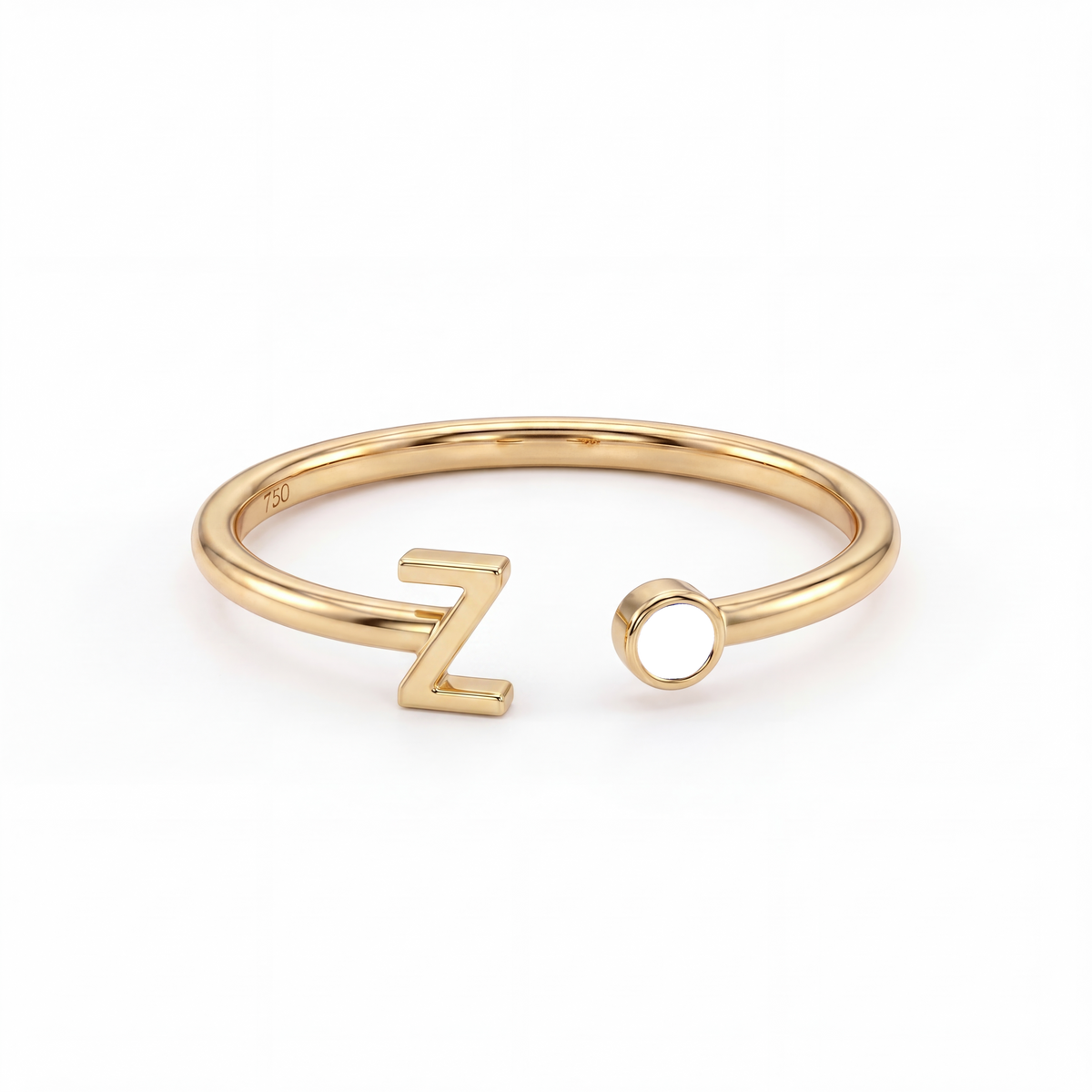 Adjustable Initial Birthstone Ring "Tove"