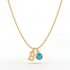 Initial Birthstone Necklace "Cora"