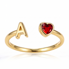 Adjustable Initial Birthstone Ring "Cleo"