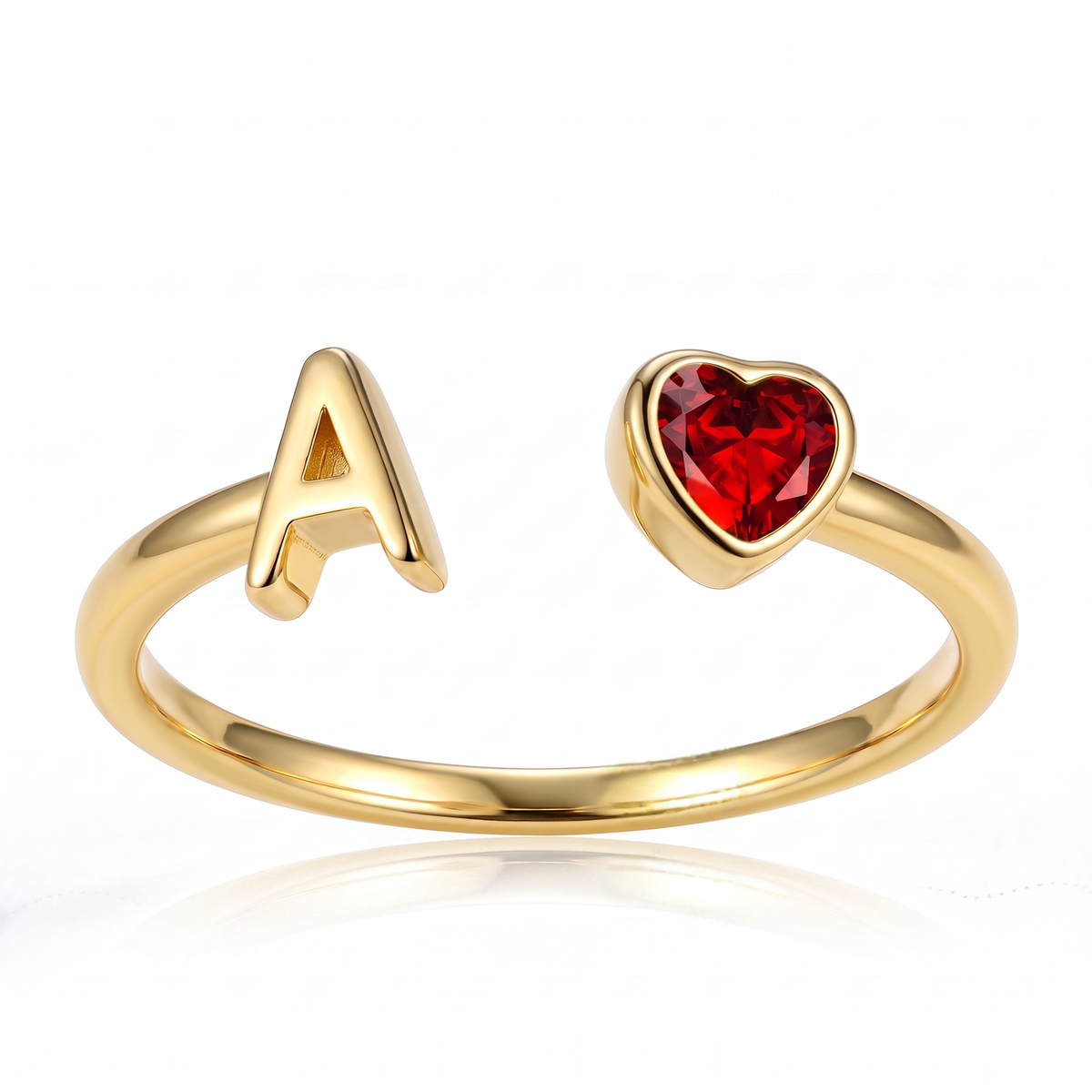 Adjustable Initial Birthstone Ring "Cleo"