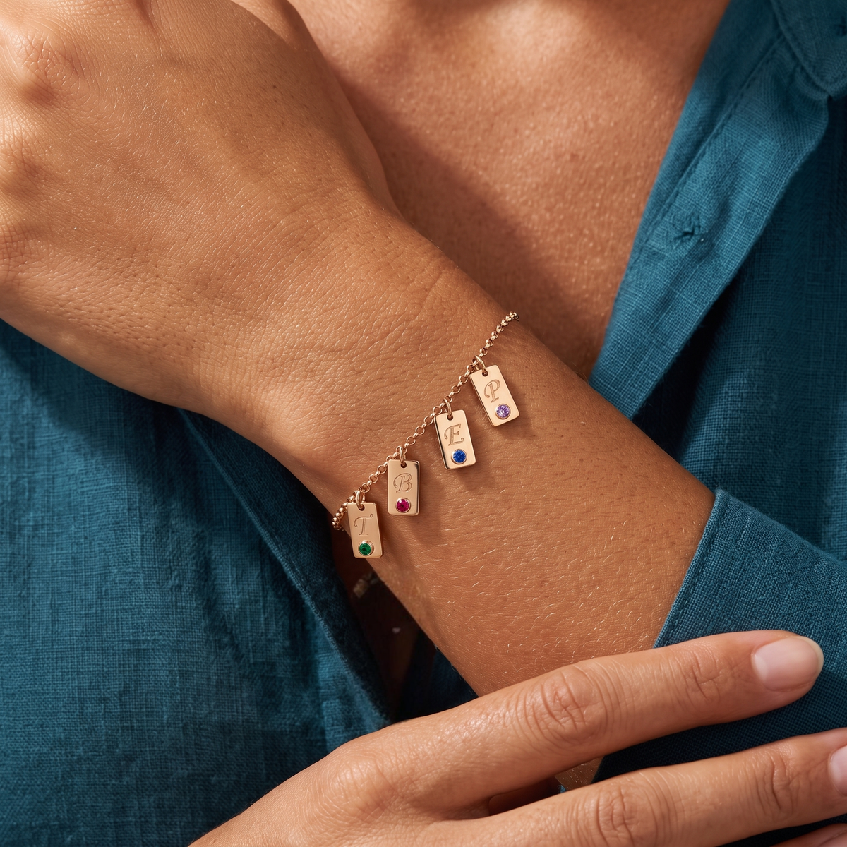 Initial Birthstone Bracelet "Nova"